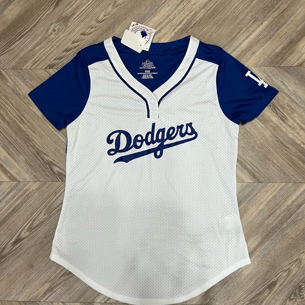 Majestic Blue and White Cool Base Jersey